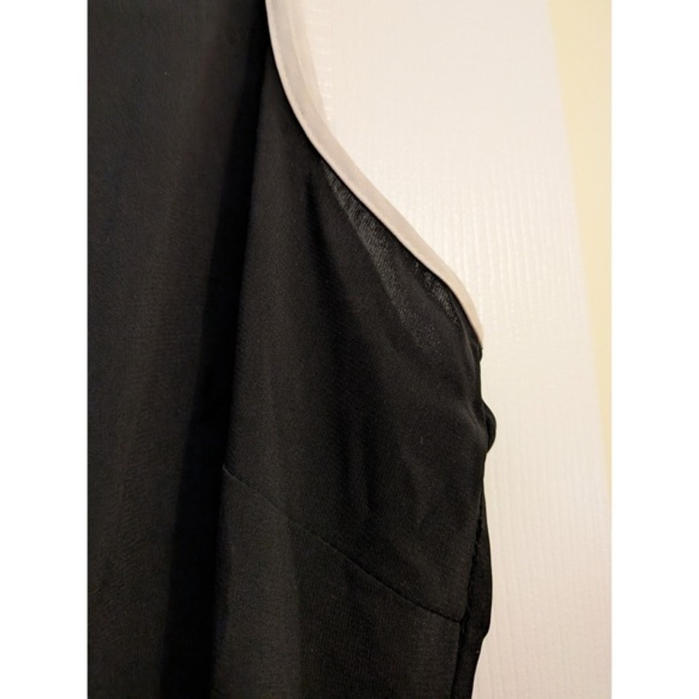 Calvin Klein Womens Sleeveless‎ Split V-Neck Blouse Black White Contrast Trim XL - Picture 6 of 8